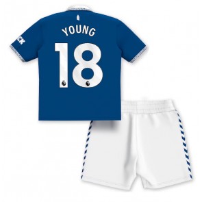 Everton Ashley Young #18 Hjemmebanesæt Børn 2023-24 Kort ærmer (+ korte bukser)
